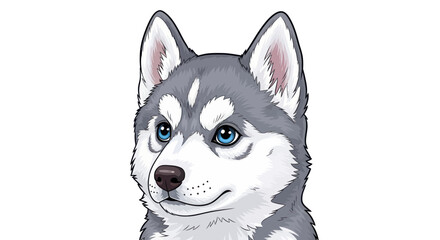 Siberian husky puppy portrait with striking blue eyes © Duru