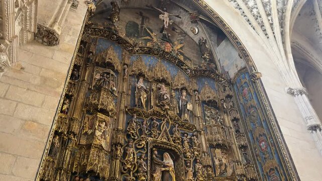 Gilded retablo and vaulted ceiling of Burgos Cathedral