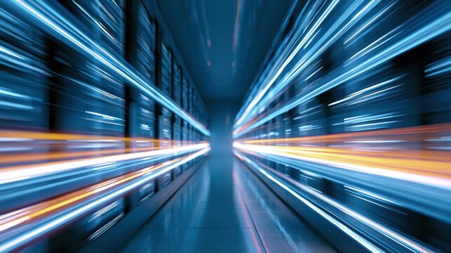 Abstract futuristic digital data stream motion blur
