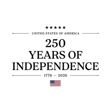 Ornate Golden 250th USA Anniversary Crest with "Happy 4th of July 2026" Banner, Semiquincentennial Symbol Isolated on Transparent Background