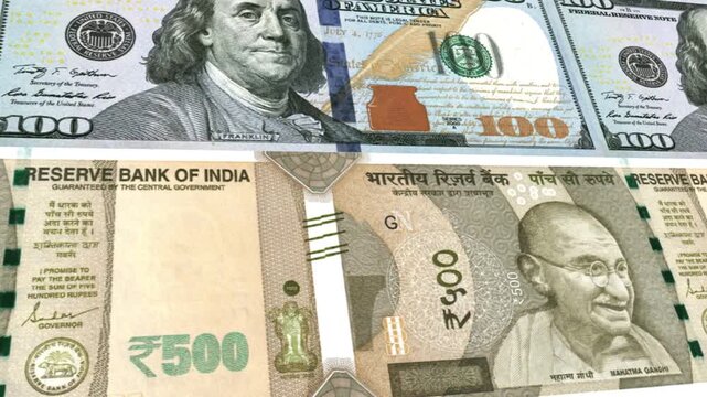 Dollar to Indian Rupee 500 Money Exchange Background Loop Animation Currency Finance Footage
