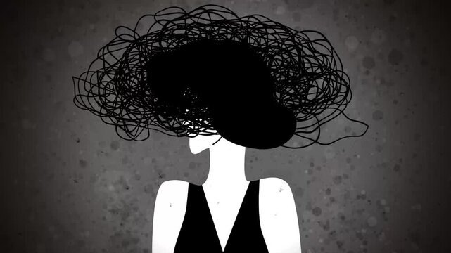 person surrounded by a tangled cloud of intrusive thoughts anxiety and depression
