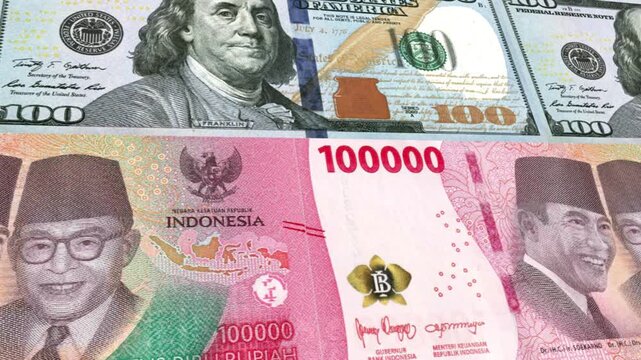 Dollar to Indonesian Rupiah 100000 Money Exchange Background Loop Animation Currency Finance