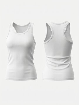 White Tank Top Mockup Front and Back Views.
