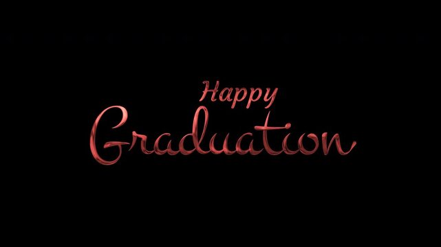 Red cursive graduation message text on dark background, suitable for elegant celebratory designs, invitations, or announcements for special events.