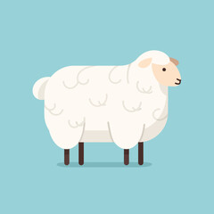 White Sheep Standing Alone Sideways View. © VectorNest Studio