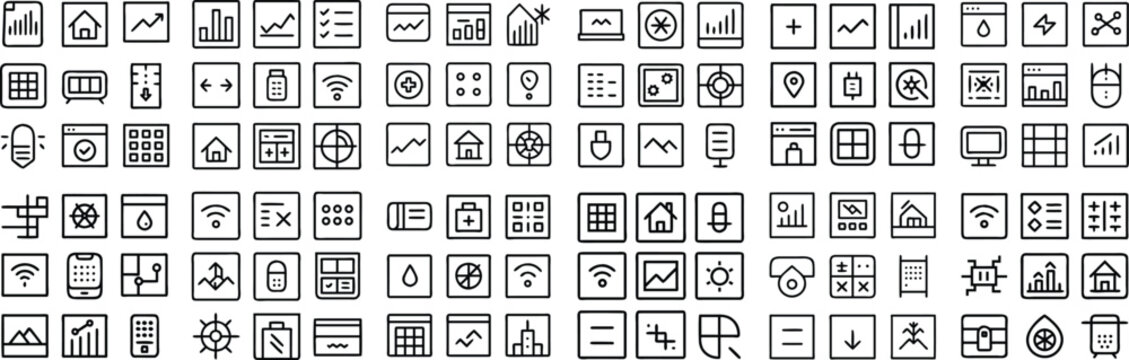 A vast collection of digital interface icons, offering a comprehensive set of symbols for web design, application development, and user experience.