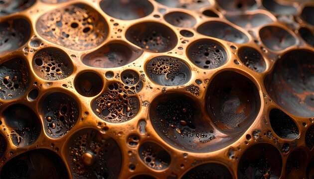 Intricate Copper Foam - A Microscopic View of Metallic Porosity.
