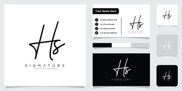 HS initial signature logo. Handwriting logo template vector HS