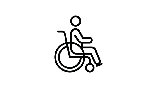 Simple Wheelchair Icon Representing Accessibility and Mobility on Isolated White Background