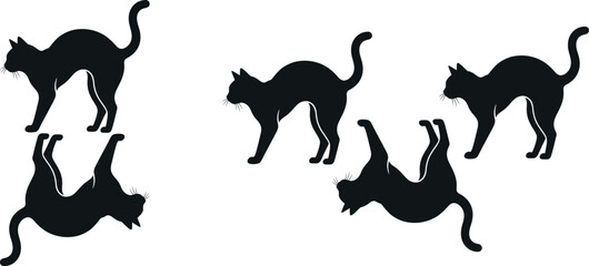 Black cat silhouettes in various poses © Ruhane