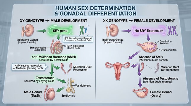 Human sex determination and gonadal differentiation infographic