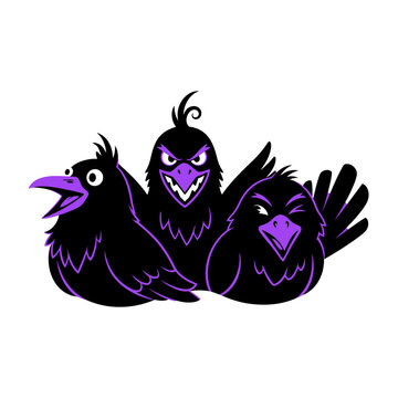 Cartoon Crow Trio