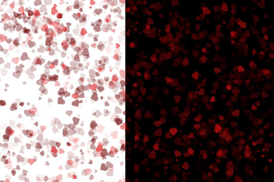 Red heart pattern on split canvas representing romantic valentine celebration