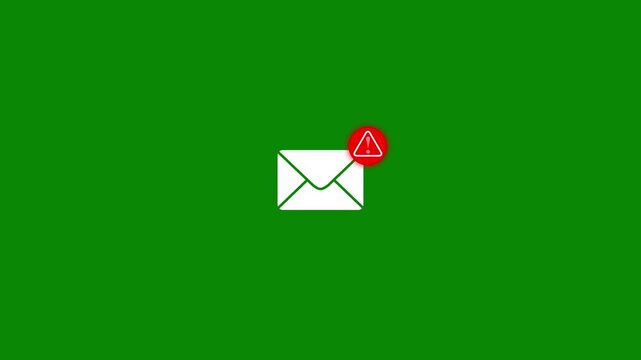 Email hacked warning alert notification, junk mail, scam malware spreading virus on message alert virtual on smartphone. potential cybersecurity threats and warnings. animation
