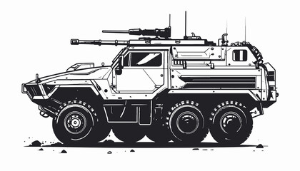 Military Armored Vehicle with Turret Gun. © SITI