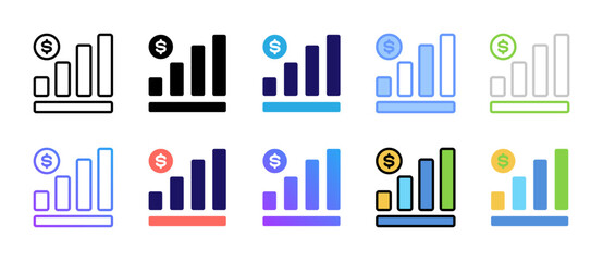 Obraz premium Revenue Growth Icons Collection in Various Styles