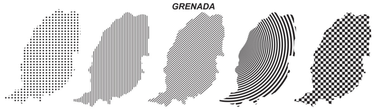 Grenada map infographic simple design element, black abstract geometric pattern icon style Grenada country landscape outline shape vector illustration