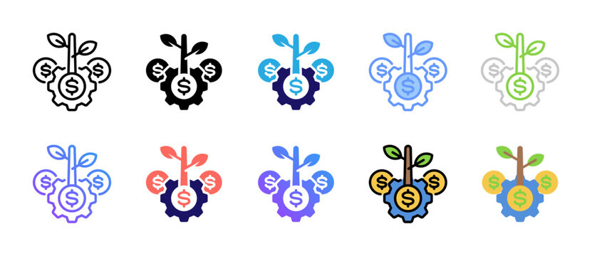 Financial Growth Icons Collection in Various Styles