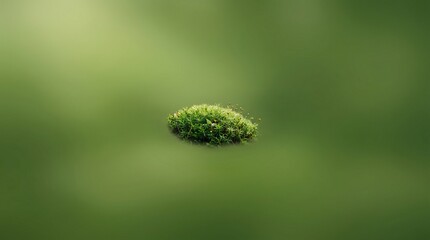 Fototapeta premium Minimalist green moss clump floating on a soft blurred green background, concept of ecology and nature
