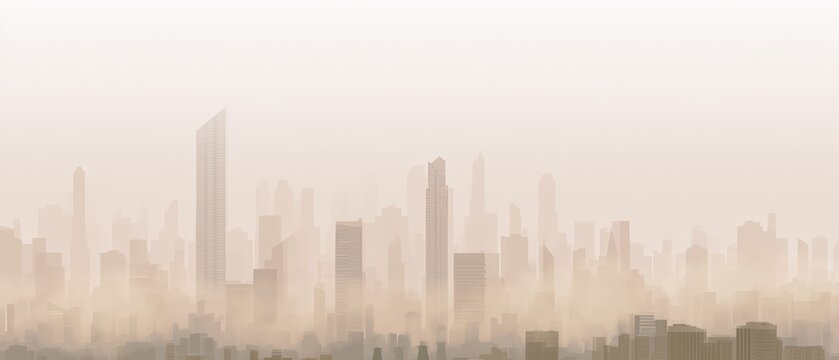 View of a city skyline covered in fog during early morning hours