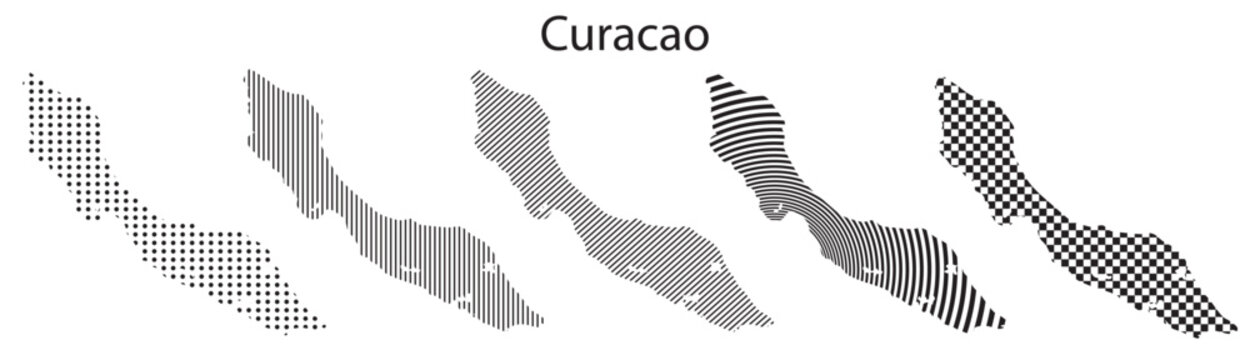 Curacao map infographic simple design element black abstract geometric pattern icon style Curacao country landscape outline shape vector illustration