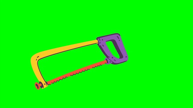 metal hacksaw hand tool construction equipment animation HD 4K