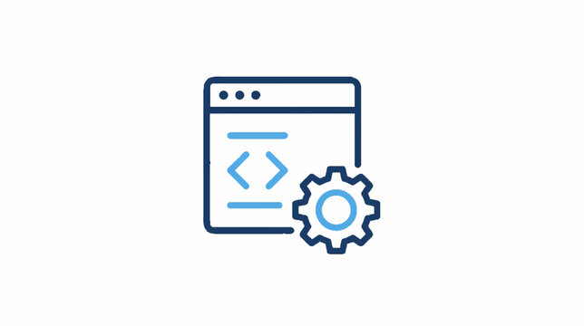 Simple and clean coding and development icon representing software engineering and web design