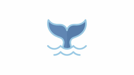 Blue whale tail fin with water waves illustration. © mbak