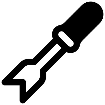 Pry bar. Outlined stroke vector icon with black-filled details.