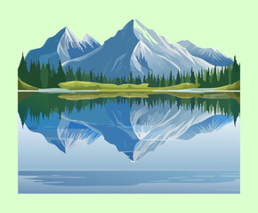 Mossy boulders in green forest vector artwork showing woodland stones and natural plant elements © color