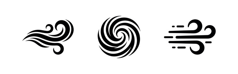 Naklejka premium Abstract wind icons: swirl, vortex, and blowing air