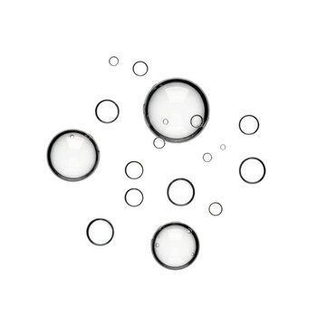 Clear water bubbles floating in the air
