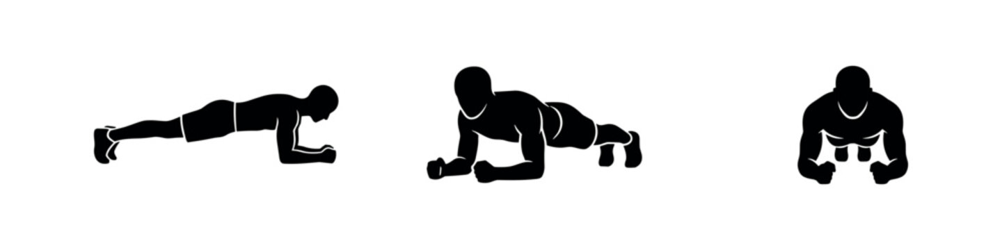 Plank exercise workout for core strength silhouettes.