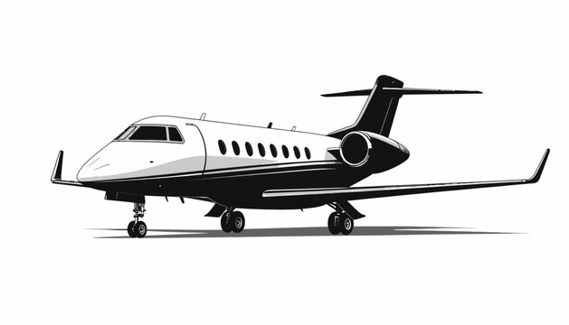 Private Jet Airplane on Runway Ready.
