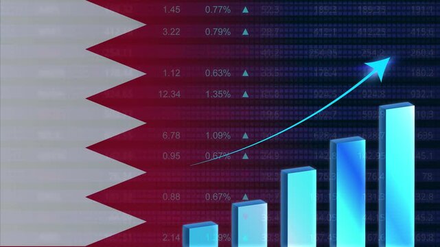 Bahrain economy growth concept background.Bahrain stock exchange.Bahrain flag with stock market graph and bar