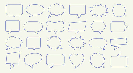 Fototapeta premium Speech bubble vector set with empty talk and thought clouds.