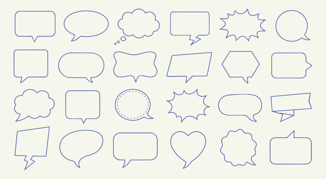 Speech bubble vector set with empty talk and thought clouds.