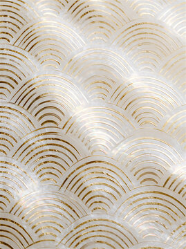 上品な金色の線で描かれた幾何学的な青海波（せいがいは）テクスチャ・高級感のある和風背景素材