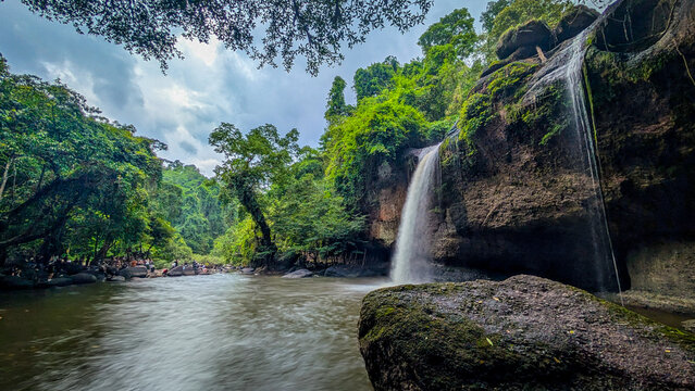 waterfall in the nature in thailand with dramatic tone