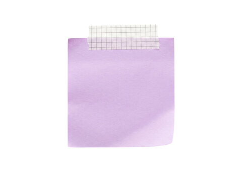 Lavender Purple Sticky Note with White Grid Tape Attachment Isolated on Black Background for Digital Planning and Reminders