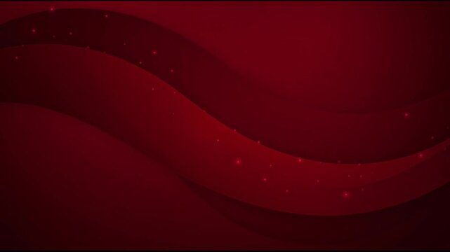 Dark red background with wave pattern.