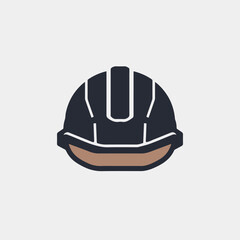 Fototapeta premium Modern Safety Helmet Vector Icon – Smooth Industrial Geometry, Workplace Safety Symbol, Blue Duotone Outline Style, Editable Stroke, Construction PPE Illustration