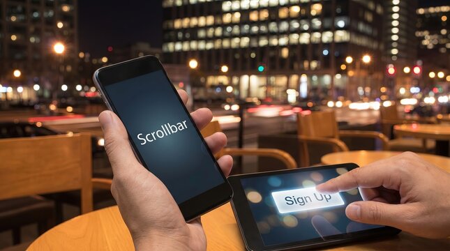 Person Holding Smartphone and Tablet at Night