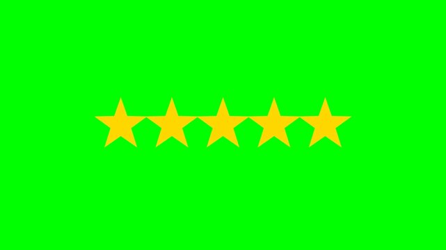 Five golden stars aligned horizontally represent the highest level of premium quality and customer satisfaction service feedback for various businesses seeking to improve their professional