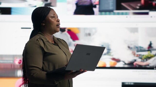 Admin works inside a data center to support system stability, equipment checkups, software updates and organized technical operations within a practical data center workflow.