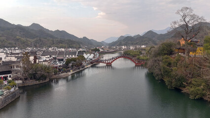 Fototapeta premium Longchuan ancient town in Jixi county Anhui province, China