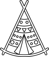Tribal Teepee Outline with Geometric Patterns © Febryy