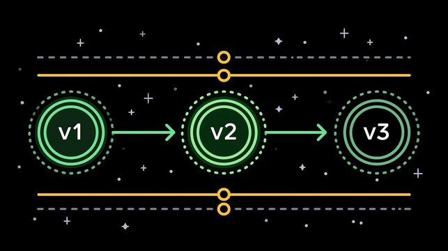Visual representation of version control workflow, demonstrating software development and iterative process.