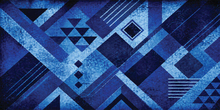 Blue Geometric Tribal Pattern Texture Background